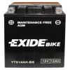 Bezúdržbová AGM baterie EXIDE ETX14AH-BS, 12V 12Ah, za sucha nabitá. Náplň součástí balení.